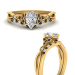 Load image into Gallery viewer, celtic-knot-split-pear-shaped-black-diamond-engagement-ring-in-yellow-gold-FD9609PEGBLACK-NL-YG
