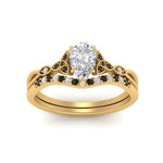 Load image into Gallery viewer, celtic-knot-split-pear-shaped-black-diamond-engagement-ring-in-yellow-gold-FD9609PEGBLACK-NL-YG
