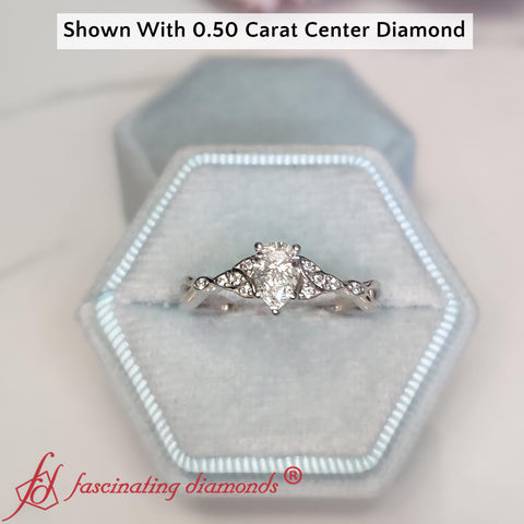 Lab-Grown Pear Diamond Ring In Irish Celtic Style