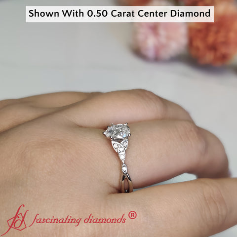 Lab-Grown Pear Diamond Ring In Irish Celtic Style