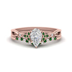 Load image into Gallery viewer, celtic-knot-split-pear-shaped-emerald-engagement-ring-in-rose-gold-FD9609PEGEMGR-NL-RG
