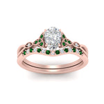 Load image into Gallery viewer, celtic-knot-split-pear-shaped-emerald-engagement-ring-in-rose-gold-FD9609PEGEMGR-NL-RG

