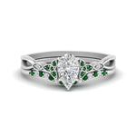 Load image into Gallery viewer, celtic-knot-split-pear-shaped-emerald-engagement-ring-in-white-gold-FD9609PEGEMGR-NL-WG

