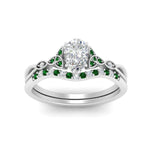 Load image into Gallery viewer, celtic-knot-split-pear-shaped-emerald-engagement-ring-in-white-gold-FD9609PEGEMGR-NL-WG

