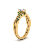 Load image into Gallery viewer, celtic-knot-split-pear-shaped-emerald-engagement-ring-in-yellow-gold-FD9609PEGEMGR-NL-YG
