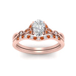 Load image into Gallery viewer, celtic-knot-split-pear-shaped-orange-sapphire-engagement-ring-in-rose-gold-FD9609PEGSAOR-NL-RG
