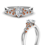 Load image into Gallery viewer, celtic-knot-split-pear-shaped-orange-sapphire-engagement-ring-in-white-gold-FD9609PEGSAOR-NL-WG
