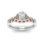 Load image into Gallery viewer, celtic-knot-split-pear-shaped-orange-sapphire-engagement-ring-in-white-gold-FD9609PEGSAOR-NL-WG
