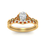 Load image into Gallery viewer, celtic-knot-split-pear-shaped-orange-sapphire-engagement-ring-in-yellow-gold-FD9609PEGSAOR-NL-YG
