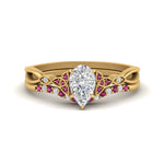 Load image into Gallery viewer, celtic-knot-split-pear-shaped-pink-sapphire-engagement-ring-in-yellow-gold-FD9609PEGSADRPI-NL-YG

