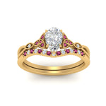 Load image into Gallery viewer, celtic-knot-split-pear-shaped-pink-sapphire-engagement-ring-in-yellow-gold-FD9609PEGSADRPI-NL-YG

