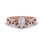 Load image into Gallery viewer, celtic-knot-split-pear-shaped-ruby-engagement-ring-in-rose-gold-FD9609PEGRUDR-NL-RG
