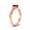 Load image into Gallery viewer, Celtic Knot Split Pear Ruby Wedding Ring Set