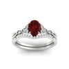 Load image into Gallery viewer, Celtic Knot Split Pear Ruby Wedding Ring Set