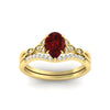 Load image into Gallery viewer, Celtic Knot Split Pear Ruby Wedding Ring Set