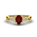 Load image into Gallery viewer, Celtic Knot Split Pear Ruby Wedding Ring Set
