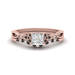 Load image into Gallery viewer, celtic-knot-split-princess-cut-black-diamond-engagement-ring-in-rose-gold-FD9609PRGBLACK-NL-RG
