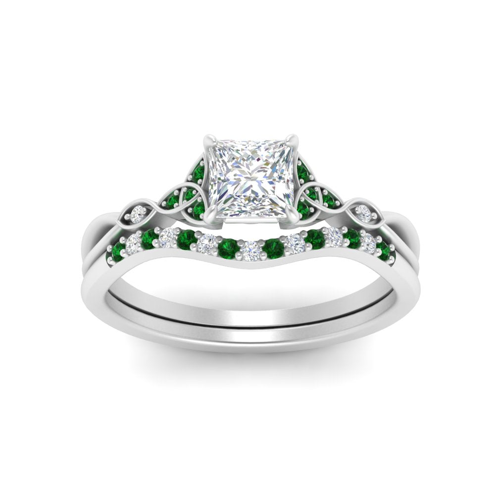 celtic-knot-split-princess-cut-emerald-engagement-ring-in-white-gold-FD9609PRGEMGR-NL-WG