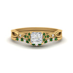 Load image into Gallery viewer, celtic-knot-split-princess-cut-emerald-engagement-ring-in-yellow-gold-FD9609PRGEMGR-NL-YG
