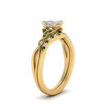 Load image into Gallery viewer, celtic-knot-split-princess-cut-emerald-engagement-ring-in-yellow-gold-FD9609PRGEMGR-NL-YG
