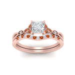 Load image into Gallery viewer, celtic-knot-split-princess-cut-orange-sapphire-engagement-ring-in-rose-gold-FD9609PRGSAOR-NL-RG

