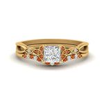 Load image into Gallery viewer, celtic-knot-split-princess-cut-orange-sapphire-engagement-ring-in-yellow-gold-FD9609PRGSAOR-NL-YG
