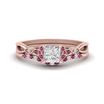 Load image into Gallery viewer, celtic-knot-split-princess-cut-pink-sapphire-engagement-ring-in-rose-gold-FD9609PRGSADRPI-NL-RG
