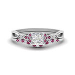 Load image into Gallery viewer, celtic-knot-split-princess-cut-pink-sapphire-engagement-ring-in-white-gold-FD9609PRGSADRPI-NL-WG
