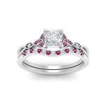 Load image into Gallery viewer, celtic-knot-split-princess-cut-pink-sapphire-engagement-ring-in-white-gold-FD9609PRGSADRPI-NL-WG

