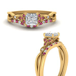 Load image into Gallery viewer, celtic-knot-split-princess-cut-pink-sapphire-engagement-ring-in-yellow-gold-FD9609PRGSADRPI-NL-YG
