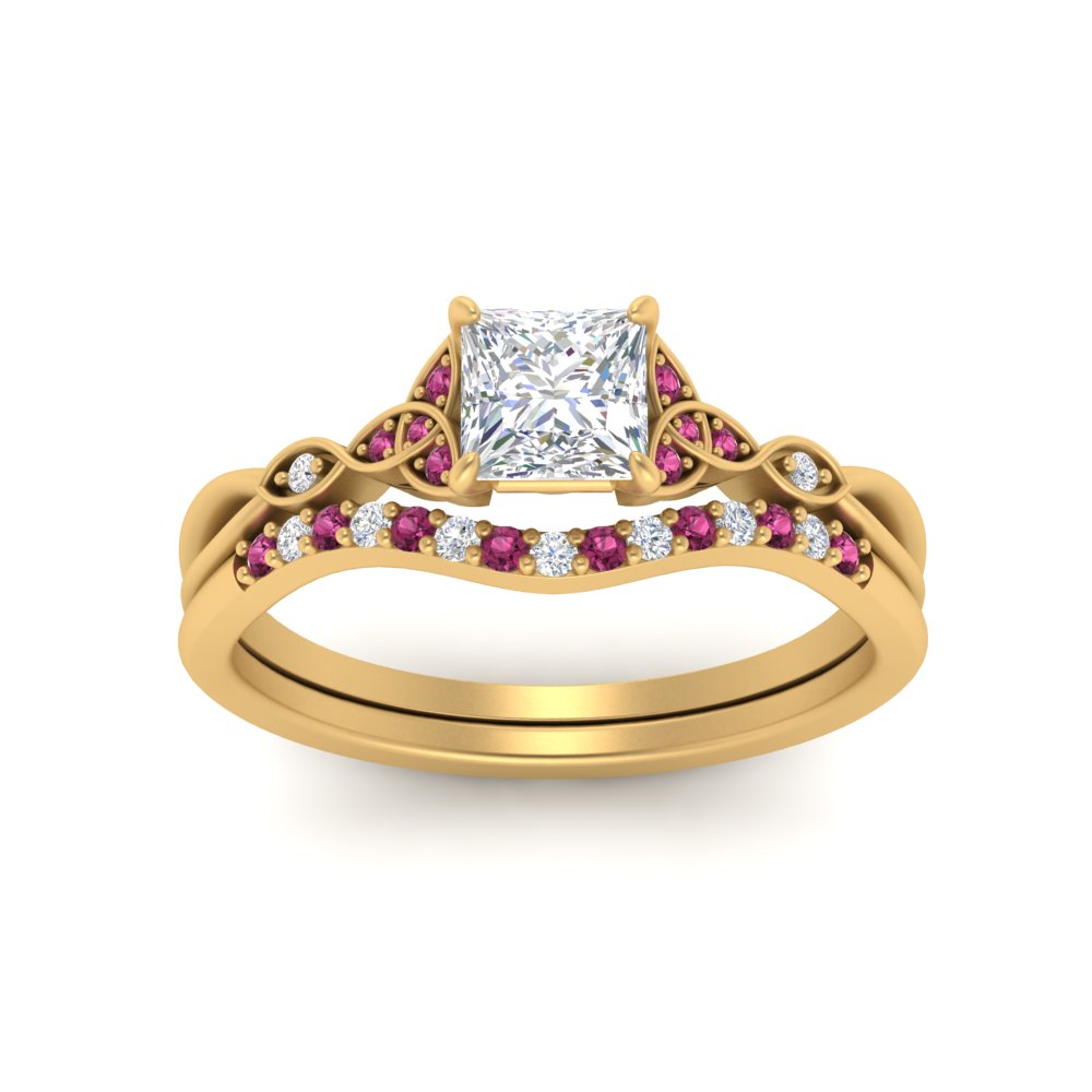 celtic-knot-split-princess-cut-pink-sapphire-engagement-ring-in-yellow-gold-FD9609PRGSADRPI-NL-YG