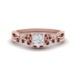 Load image into Gallery viewer, celtic-knot-split-princess-cut-ruby-engagement-ring-in-rose-gold-FD9609PRGRUDR-NL-RG
