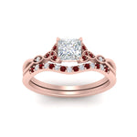 Load image into Gallery viewer, celtic-knot-split-princess-cut-ruby-engagement-ring-in-rose-gold-FD9609PRGRUDR-NL-RG
