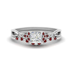Load image into Gallery viewer, celtic-knot-split-princess-cut-ruby-engagement-ring-in-white-gold-FD9609PRGRUDR-NL-WG
