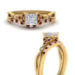 Load image into Gallery viewer, celtic-knot-split-princess-cut-ruby-engagement-ring-in-yellow-gold-FD9609PRGRUDR-NL-YG
