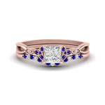 Load image into Gallery viewer, celtic-knot-split-princess-cut-sapphire-engagement-ring-in-rose-gold-FD9609PRGSABL-NL-RG
