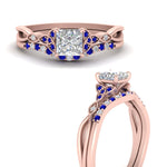 Load image into Gallery viewer, celtic-knot-split-princess-cut-sapphire-engagement-ring-in-rose-gold-FD9609PRGSABL-NL-RG
