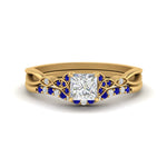 Load image into Gallery viewer, celtic-knot-split-princess-cut-sapphire-engagement-ring-in-yellow-gold-FD9609PRGSABL-NL-YG
