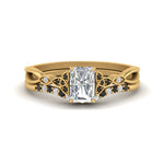 Load image into Gallery viewer, celtic-knot-split-radiant-cut-black-diamond-engagement-ring-in-yellow-gold-FD9609RAGBLACK-NL-YG
