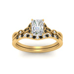 Load image into Gallery viewer, celtic-knot-split-radiant-cut-black-diamond-engagement-ring-in-yellow-gold-FD9609RAGBLACK-NL-YG