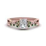 Load image into Gallery viewer, celtic-knot-split-radiant-cut-emerald-engagement-ring-in-rose-gold-FD9609RAGEMGR-NL-RG
