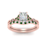Load image into Gallery viewer, celtic-knot-split-radiant-cut-emerald-engagement-ring-in-rose-gold-FD9609RAGEMGR-NL-RG
