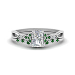 Load image into Gallery viewer, celtic-knot-split-radiant-cut-emerald-engagement-ring-in-white-gold-FD9609RAGEMGR-NL-WG