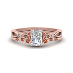 Load image into Gallery viewer, celtic-knot-split-radiant-cut-orange-sapphire-engagement-ring-in-rose-gold-FD9609RAGSAOR-NL-RG