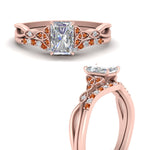 Load image into Gallery viewer, celtic-knot-split-radiant-cut-orange-sapphire-engagement-ring-in-rose-gold-FD9609RAGSAOR-NL-RG