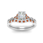 Load image into Gallery viewer, celtic-knot-split-radiant-cut-orange-sapphire-engagement-ring-in-white-gold-FD9609RAGSAOR-NL-WG
