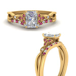 Load image into Gallery viewer, celtic-knot-split-radiant-cut-pink-sapphire-engagement-ring-in-yellow-gold-FD9609RAGSADRPI-NL-YG