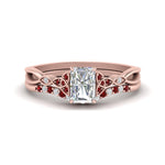 Load image into Gallery viewer, celtic-knot-split-radiant-cut-ruby-engagement-ring-in-rose-gold-FD9609RAGRUDR-NL-RG