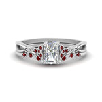 Load image into Gallery viewer, celtic-knot-split-radiant-cut-ruby-engagement-ring-in-white-gold-FD9609RAGRUDR-NL-WG