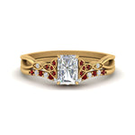 Load image into Gallery viewer, celtic-knot-split-radiant-cut-ruby-engagement-ring-in-yellow-gold-FD9609RAGRUDR-NL-YG